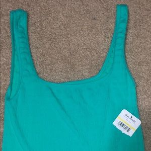 Free People Knit Stretchy Neon Mint Tank Top